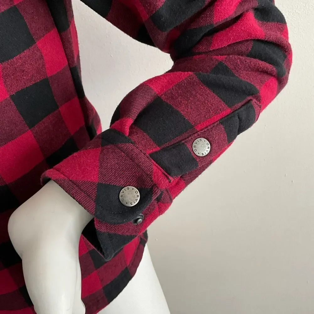 Orvis Lined Flannel Buffalo Plaid Jacket Red Black M